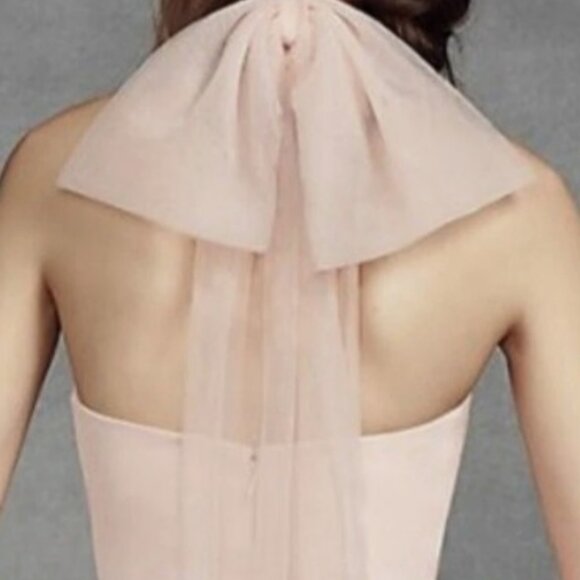 Vera Wang NWT - Blush Chiffon Halter Bridesmaid Dress – Size 8 - Picture 7 of 16
